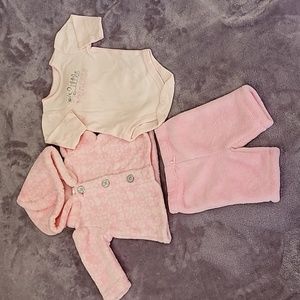 Girls Little Wonders EUC 3 Piece "Little Princess" Newborn Size Outfit Pink